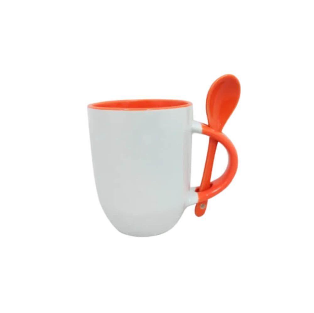 Caneca Cerâmica 325ml DR1814 na cor Laranja, brinde personalizado Sky Brindes