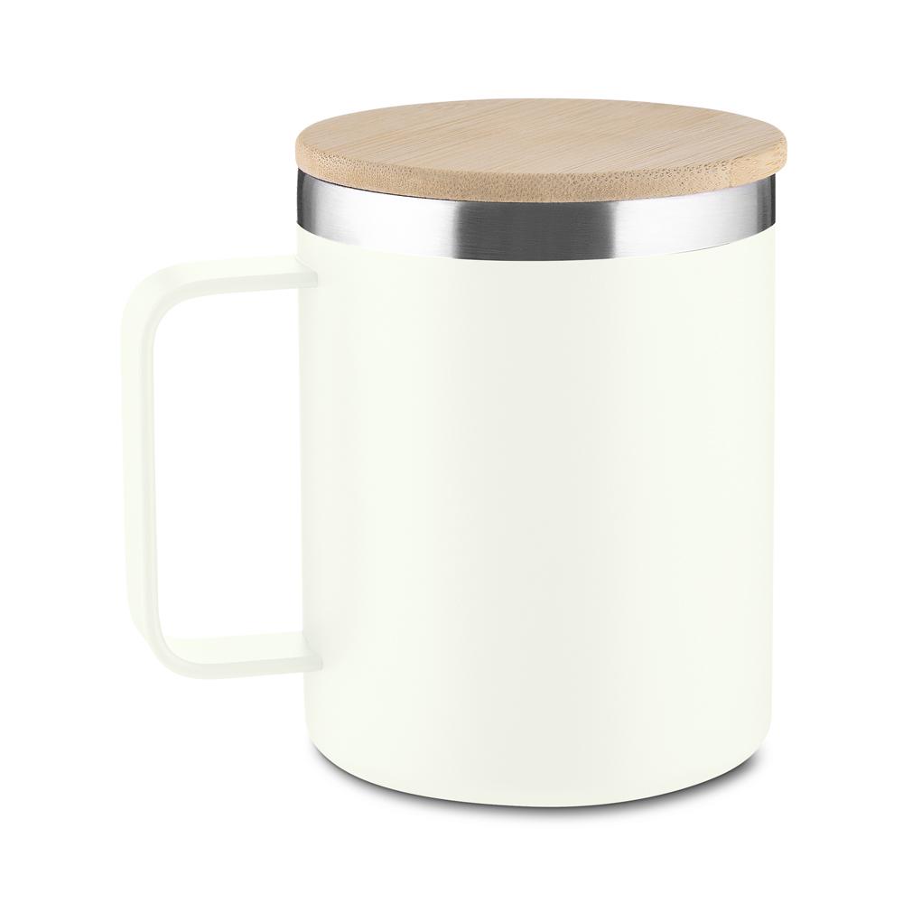 Caneca Térmica 400ml DR1826 na cor Branco, brinde personalizado Sky Brindes