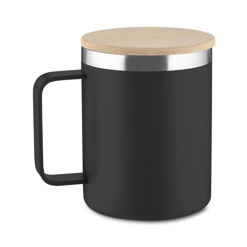 Caneca Térmica 400ml DR1826 na cor Preto, brinde personalizado Sky Brindes