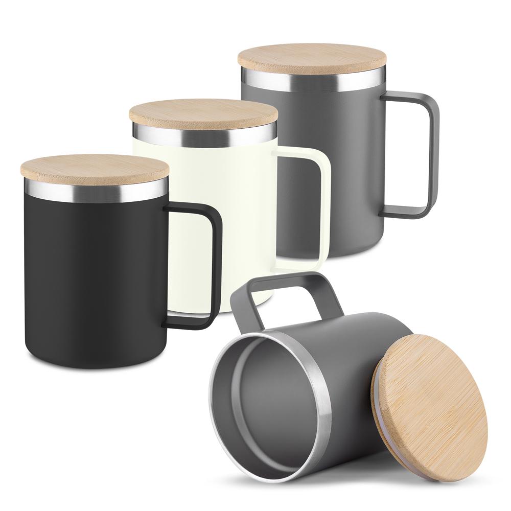 Caneca Térmica 400ml DR1826 na cor Branco, brinde personalizado Sky Brindes