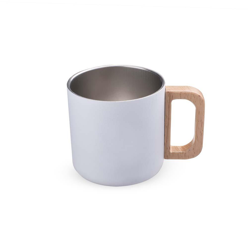 Caneca Térmica 400ml DR1827 na cor Branco, brinde personalizado Sky Brindes