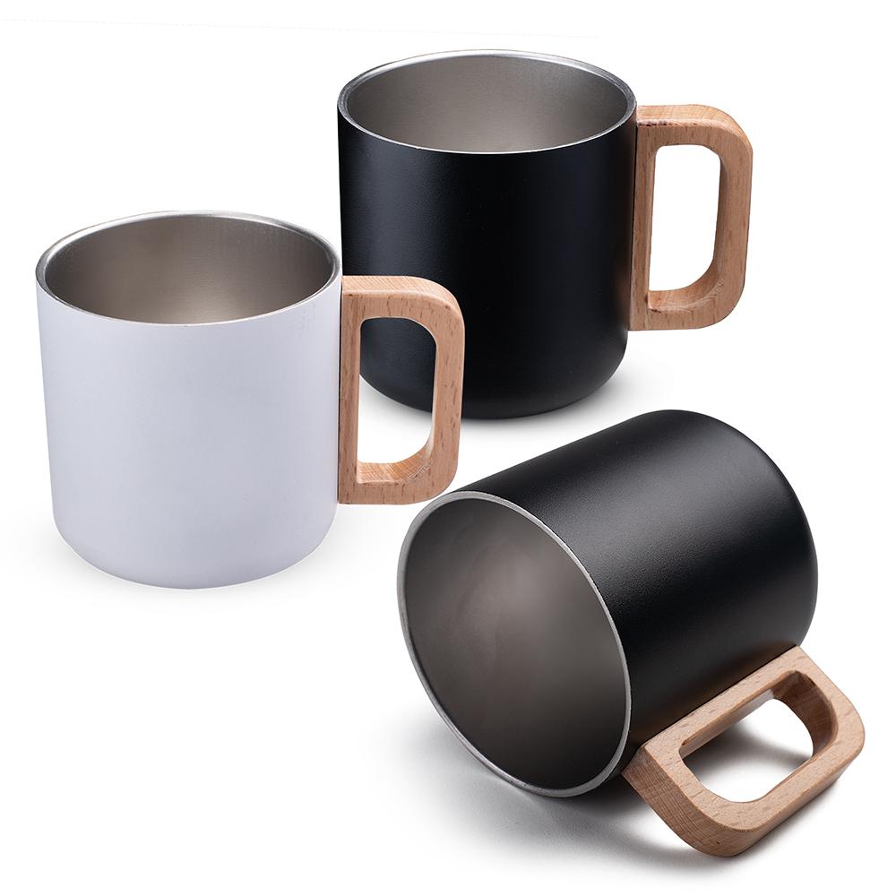 Caneca Térmica 400ml DR1827 na cor Branco, brinde personalizado Sky Brindes