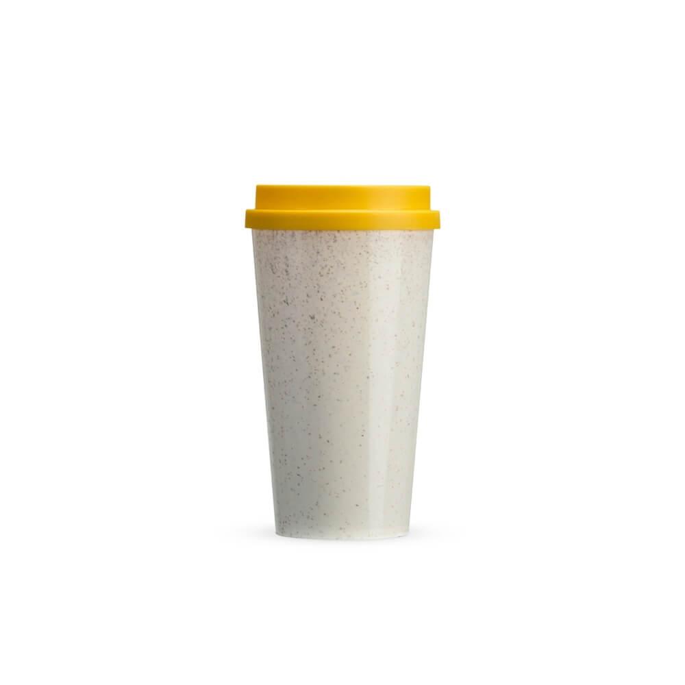 Copo Fibra de Arroz 550ml DR1831 na cor Amarelo, brinde personalizado Sky Brindes