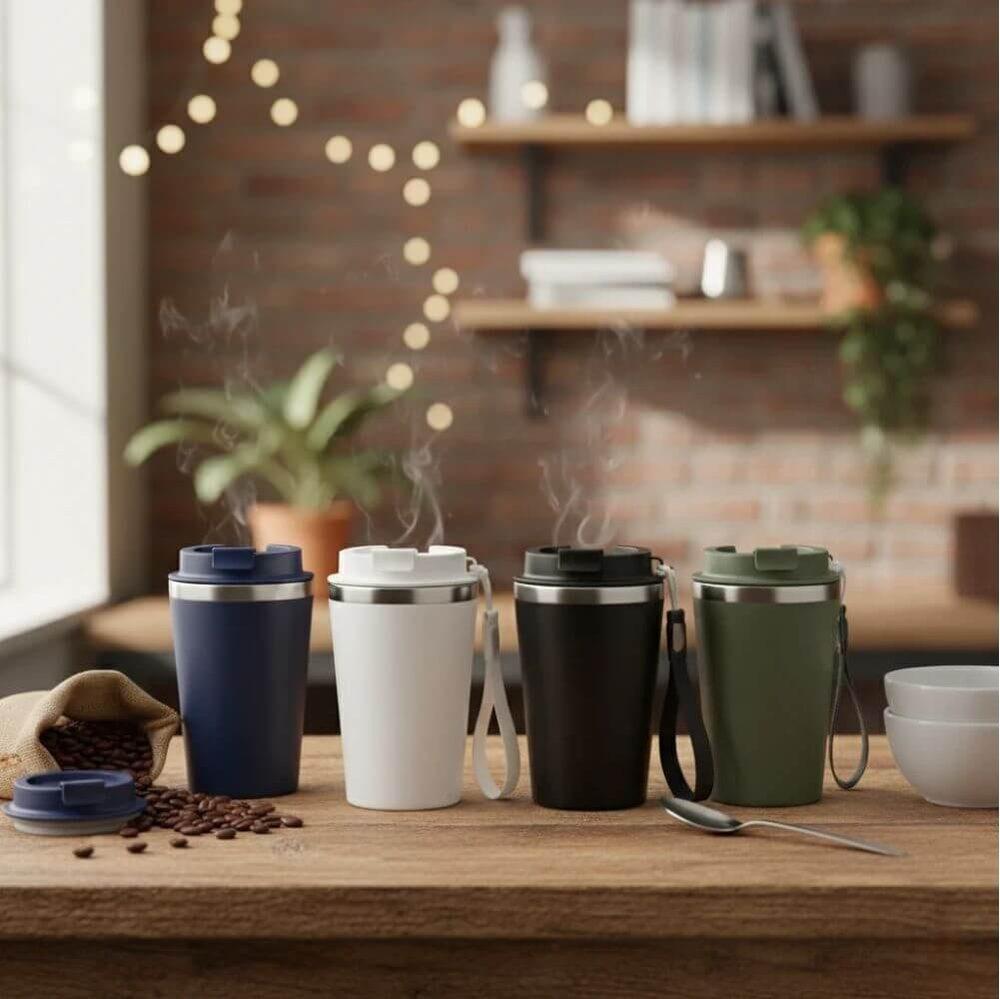 Copo de viagem 440ml DR1835 na cor Verde musgo, brinde personalizado Sky Brindes