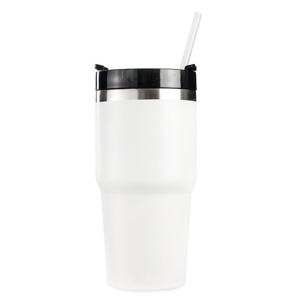 Copo Térmico 600ml DR1842 na cor Branco, brinde personalizado Sky Brindes