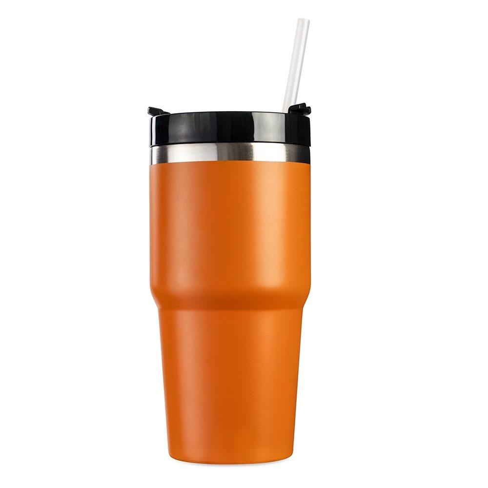 Copo Térmico 600ml DR1842 na cor Laranja, brinde personalizado Sky Brindes