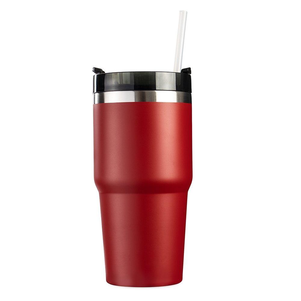 Copo Térmico 600ml DR1842 na cor Vermelho, brinde personalizado Sky Brindes