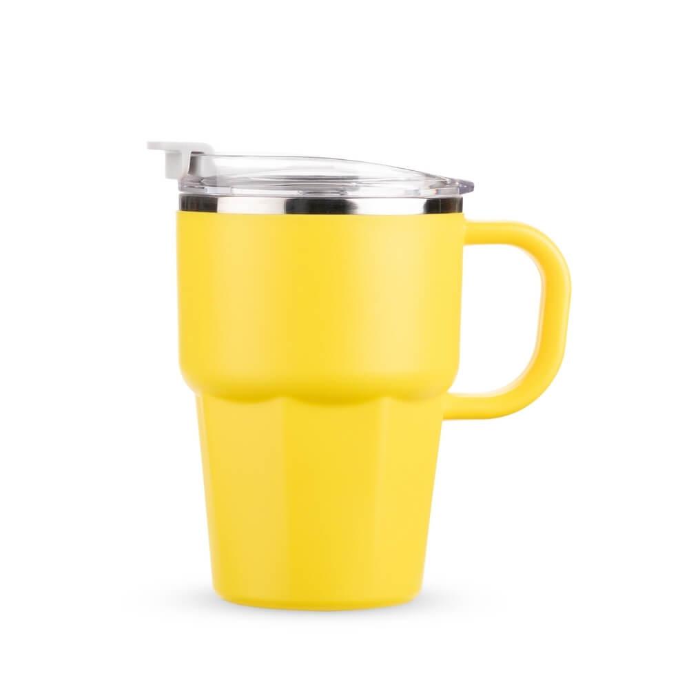 Caneca Parede Dupla 550ml DR1851 na cor Amarelo, brinde personalizado Sky Brindes