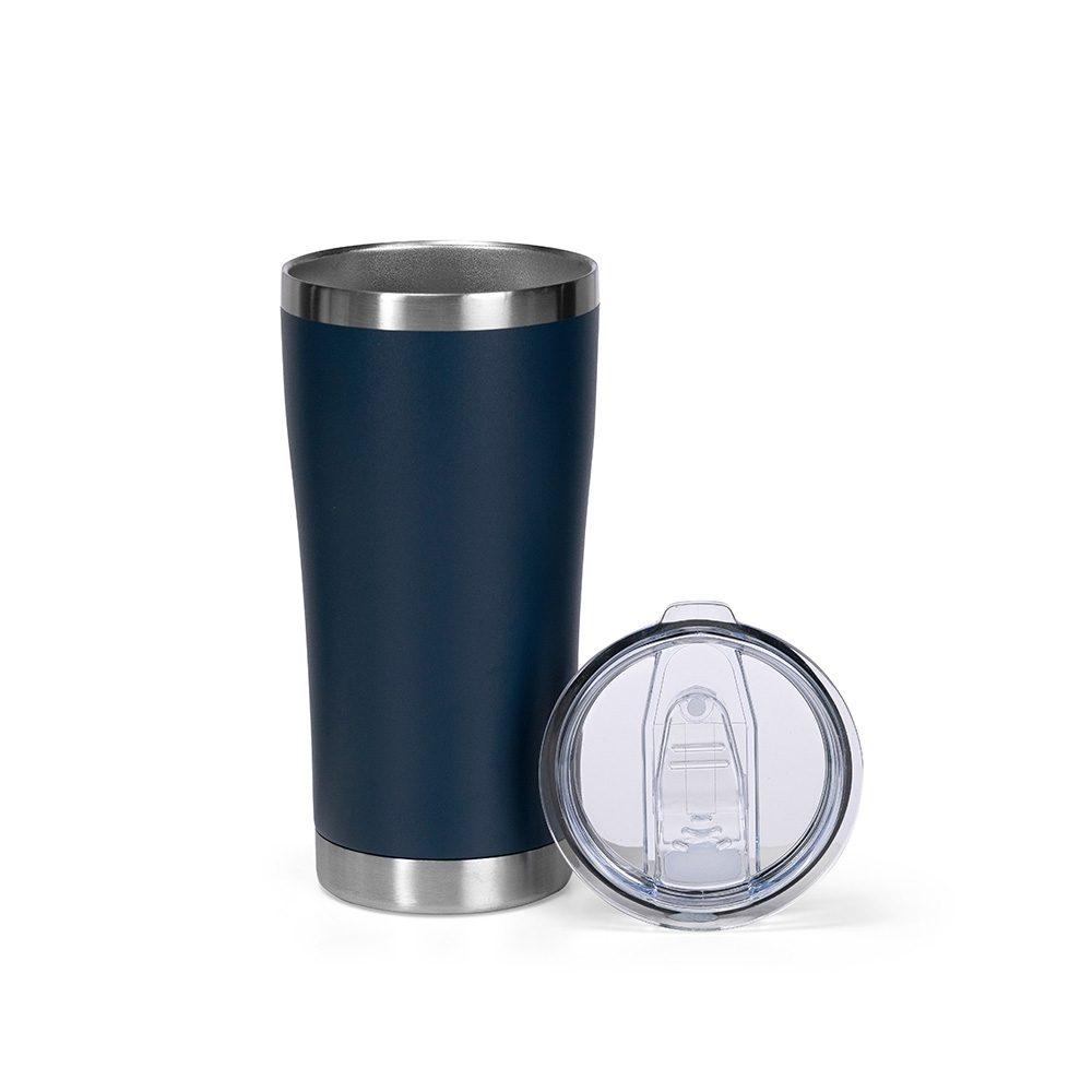 Copo Térmico 550ml DR1854 na cor Azul escuro, brinde personalizado Sky Brindes