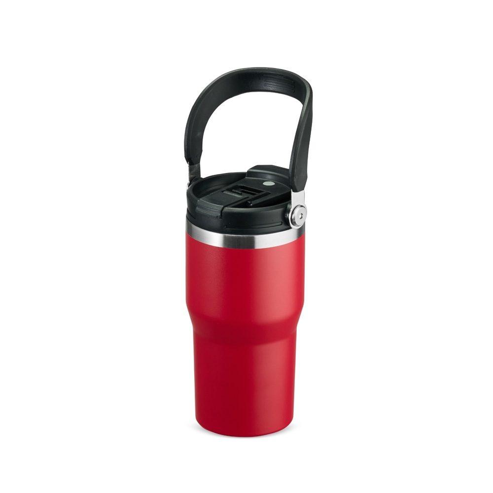 Copo Térmico 600ml DR1855 na cor Vermelho, brinde personalizado Sky Brindes