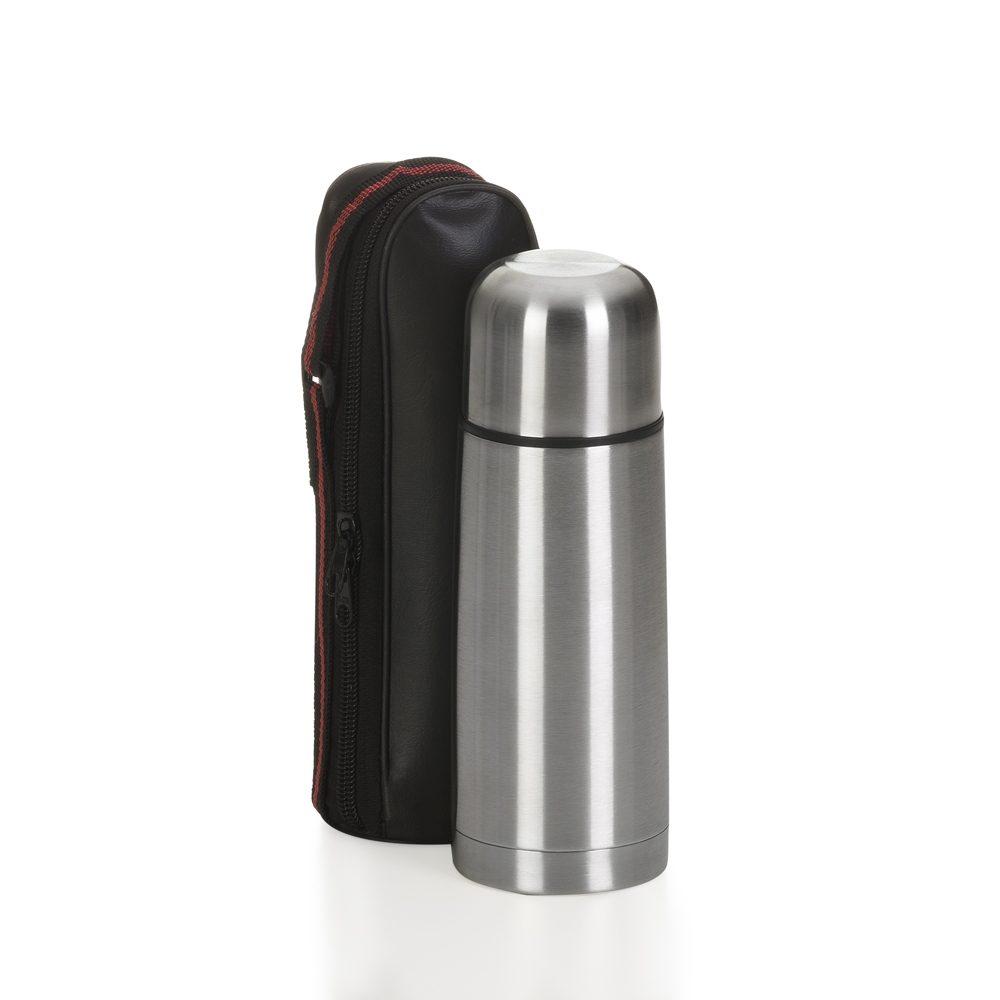 Garrafa térmica inox 350ml c capa DR1857 na cor Inox, brinde personalizado Sky Brindes