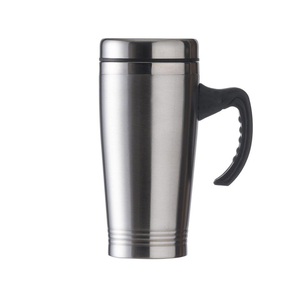Caneca 450ml inox c tampa DR1860 na cor Inox, brinde personalizado Sky Brindes