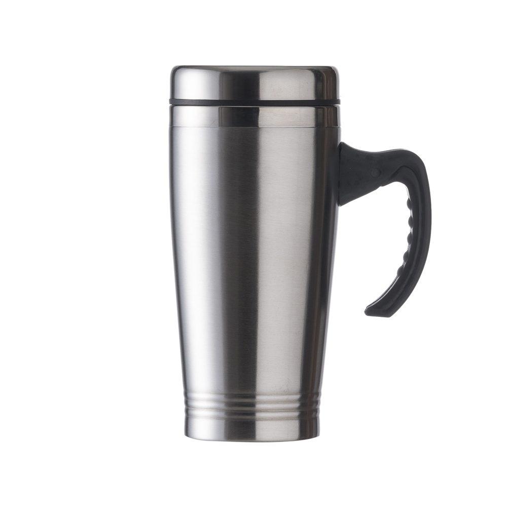 Caneca 450ml inox c tampa DR1860 na cor Inox, brinde personalizado Sky Brindes