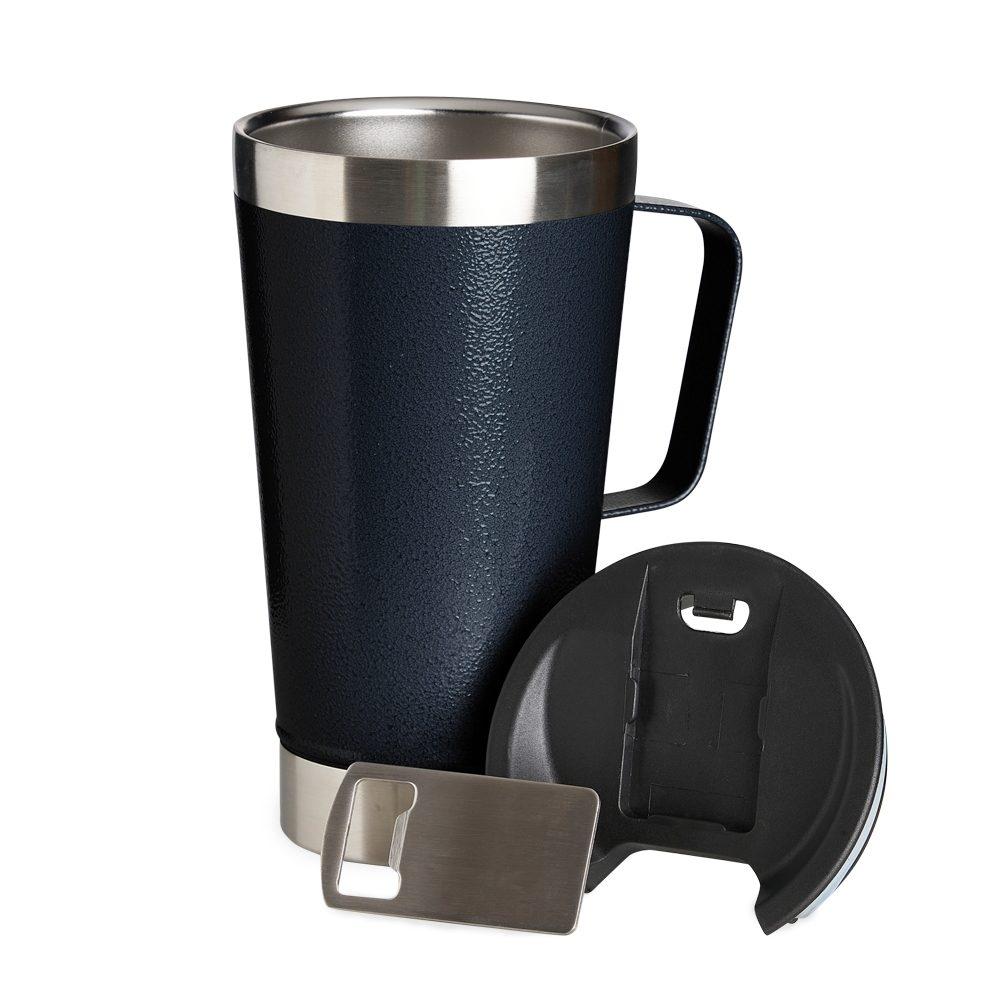 Caneca térmica 500ml *textura c abridor DR1869 na cor Azul, brinde personalizado Sky Brindes