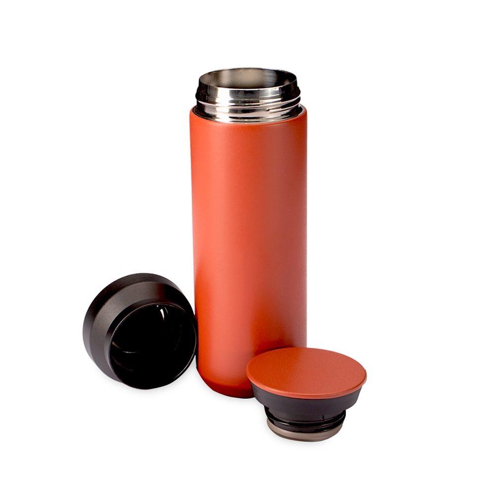 Garrafa térmica 470ml DR1879 na cor Vermelho e inox, brinde personalizado Sky Brindes