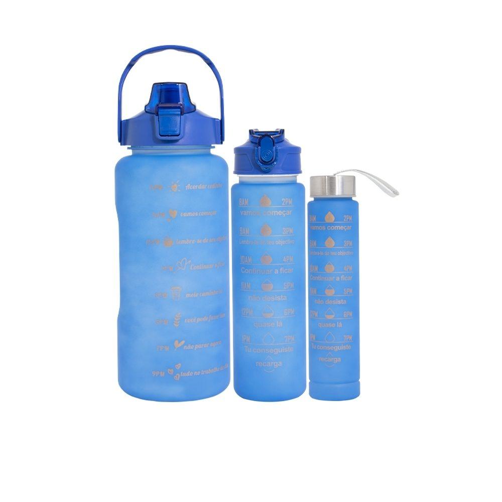 Kit 3 garrafas DR1880 na cor Azul, brinde personalizado Sky Brindes