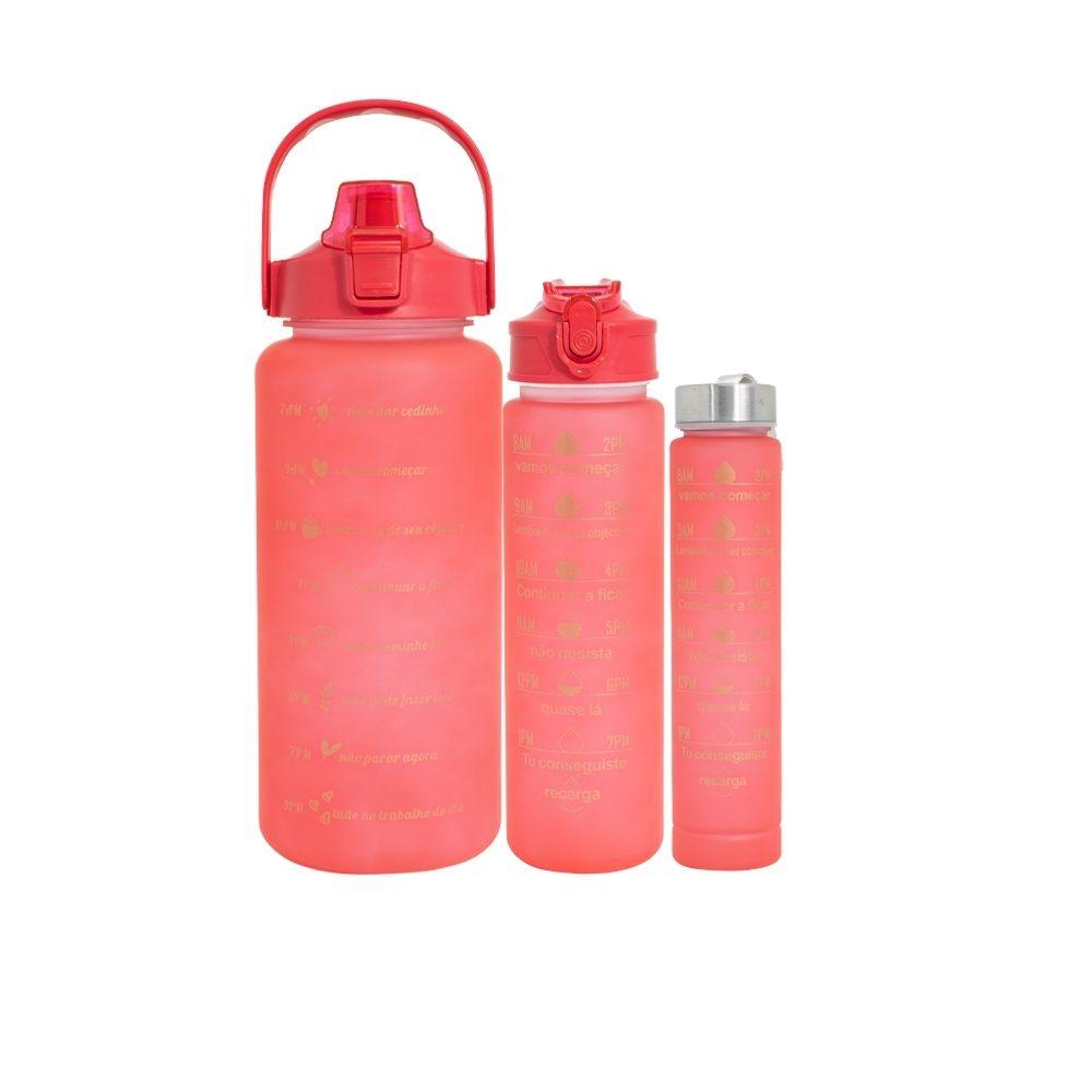 Kit 3 garrafas DR1880 na cor Vermelho e inox, brinde personalizado Sky Brindes