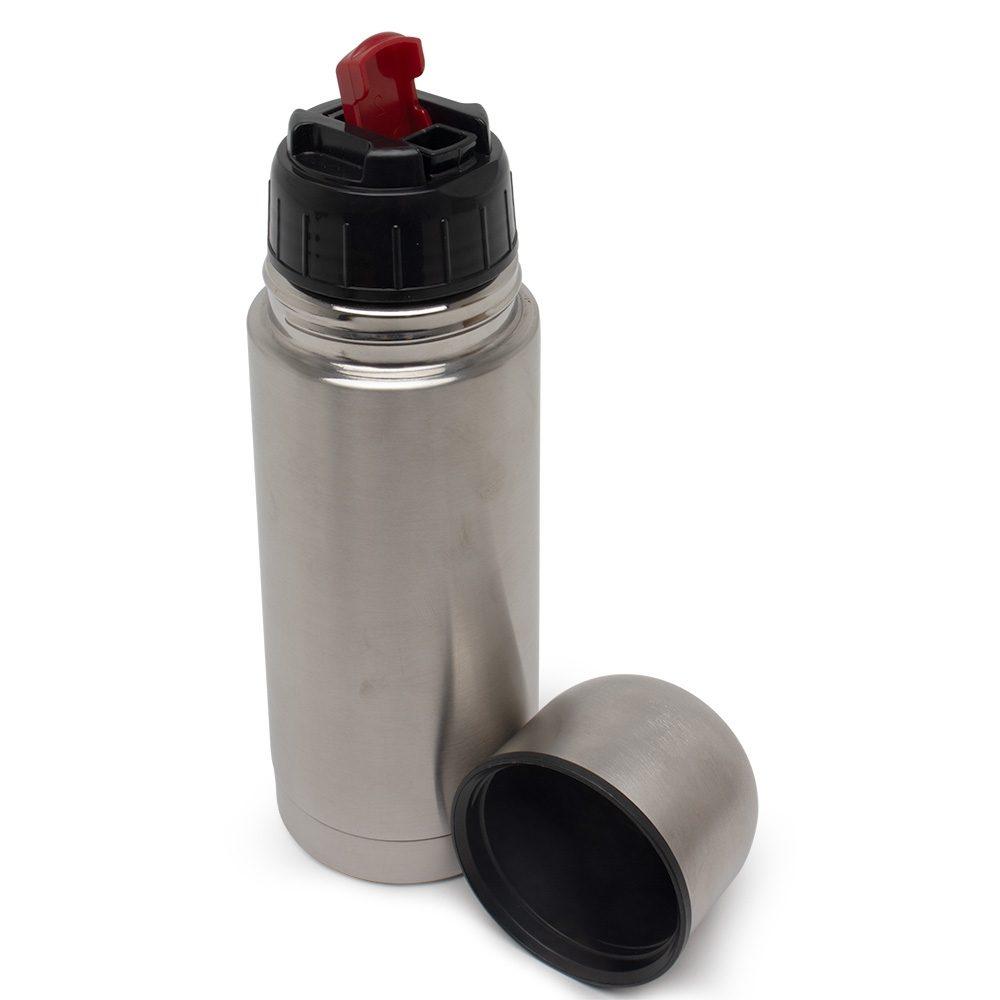 Garrafa térmica inox 350ml c capa DR1881 na cor Inox, brinde personalizado Sky Brindes