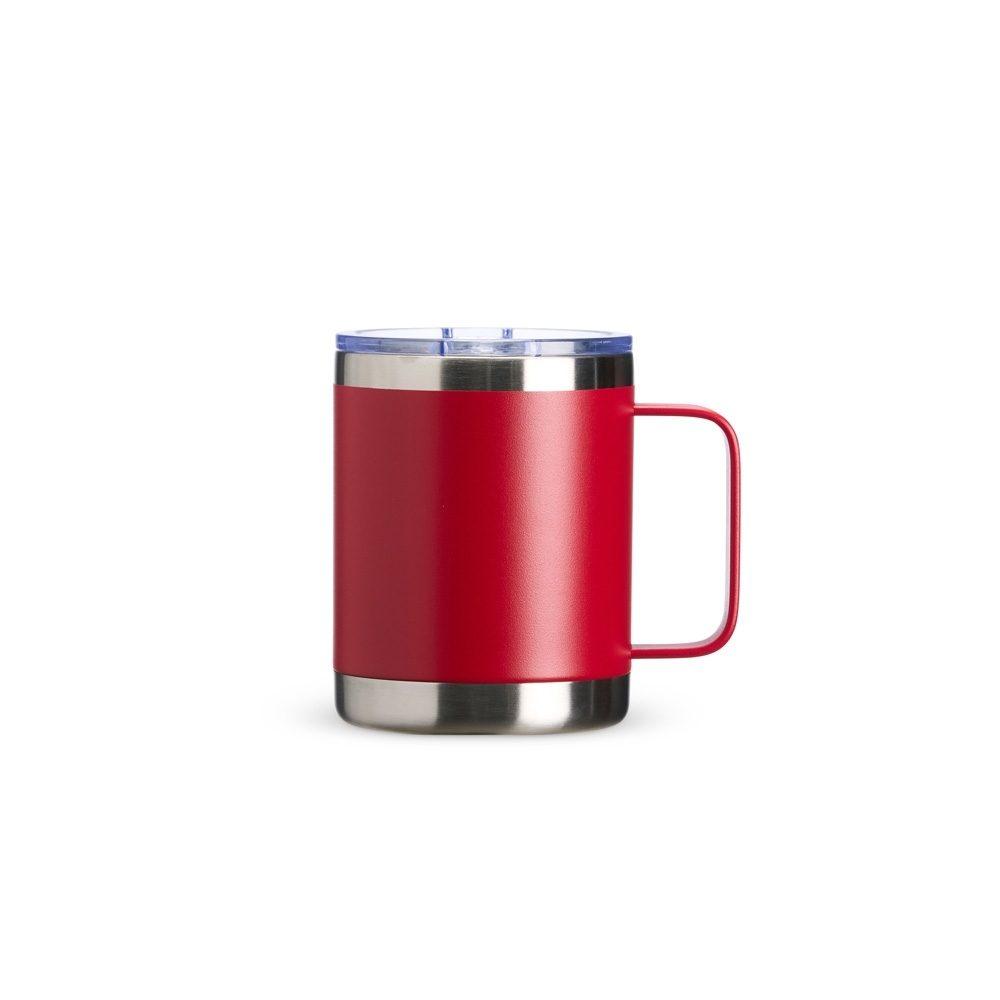 Caneca térmica 350ml DR1883 na cor Vermelho e inox, brinde personalizado Sky Brindes