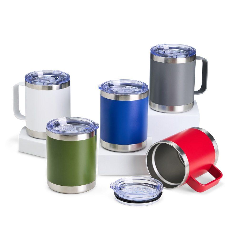 Caneca térmica 350ml DR1883 na cor Branco, brinde personalizado Sky Brindes