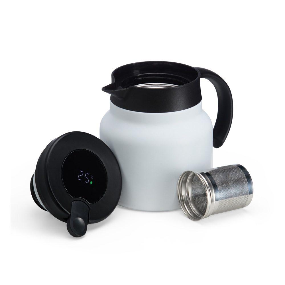 Chaleira térmica inox 750ml com display led DR1885 na cor Branco, brinde personalizado Sky Brindes