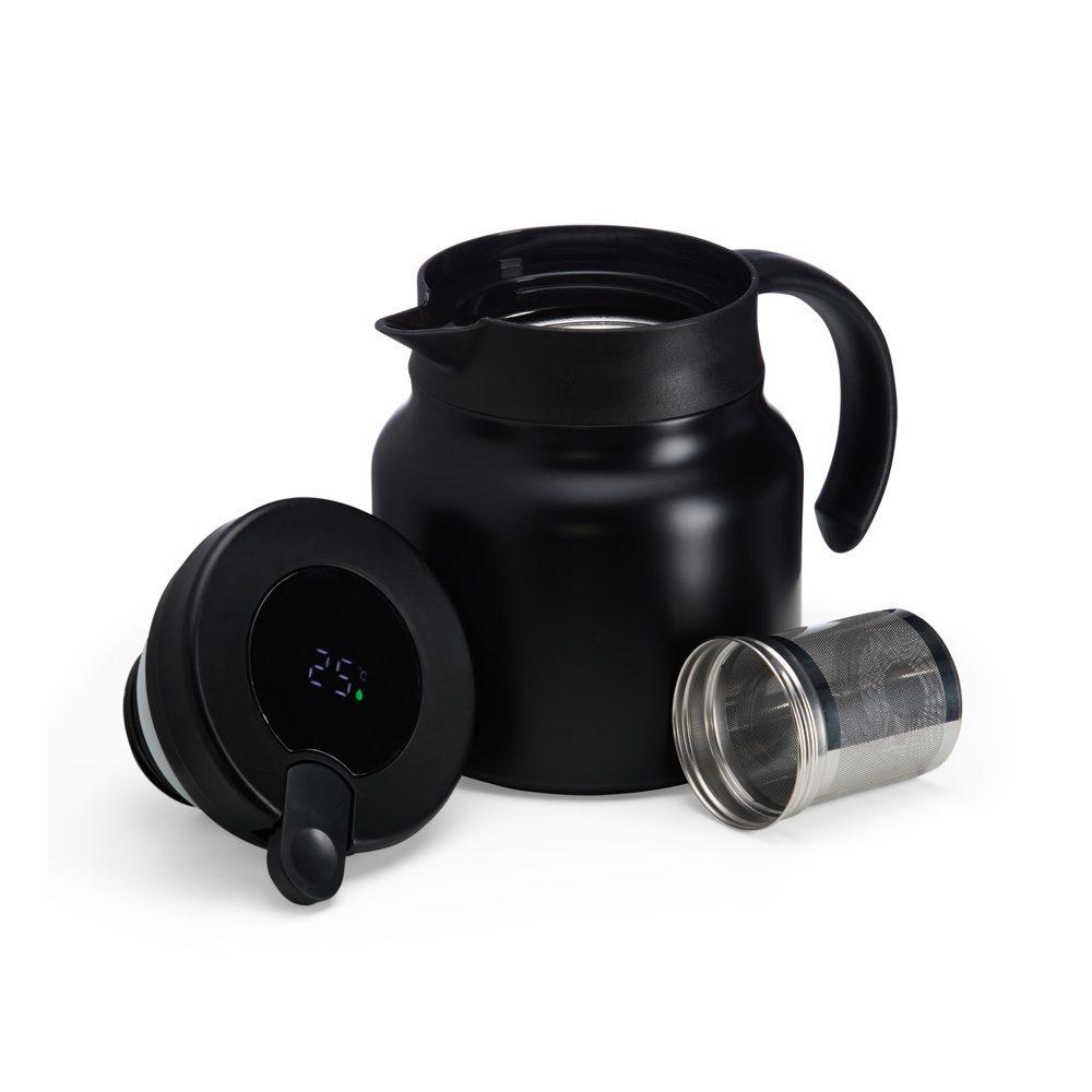 Chaleira c termomêtro e infusor DR1886 na cor Preto, brinde personalizado Sky Brindes
