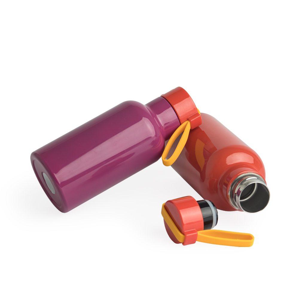 Garrafa térmica 380ml DR1890 na cor Vermelho e inox, brinde personalizado Sky Brindes