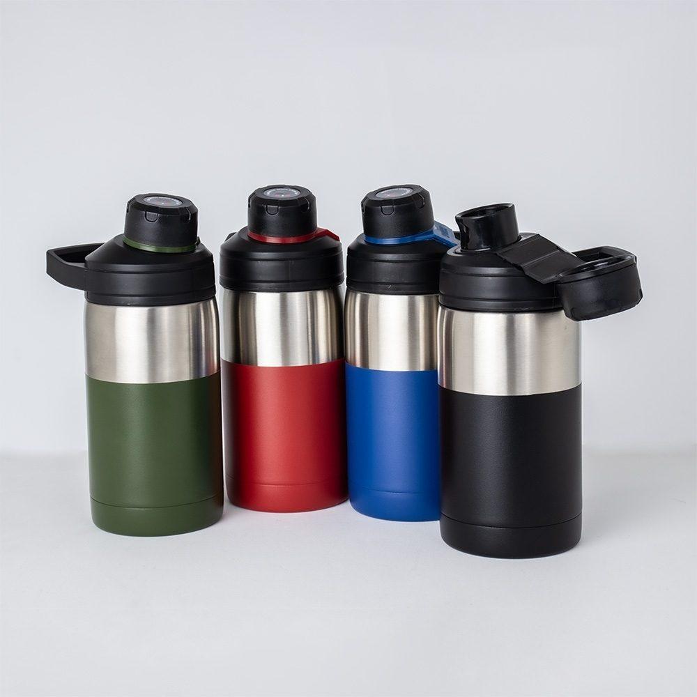 Garrafa térmica 350ml DR1905 na cor Vermelho e inox, brinde personalizado Sky Brindes