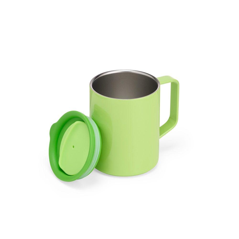 Caneca inox parede dupla 270ml DR1911 na cor Salmão, brinde personalizado Sky Brindes
