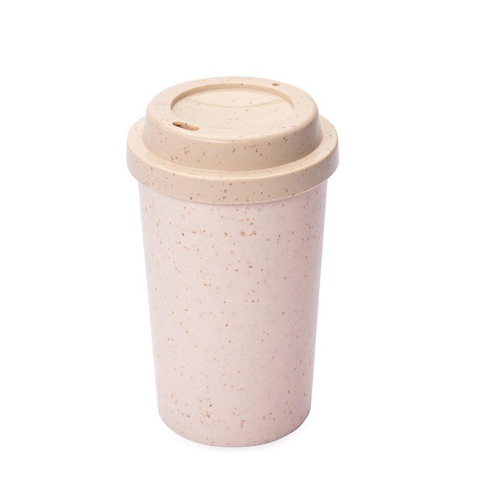 Copo fibra de arroz 350ml DR1931 na cor Bege, brinde personalizado Sky Brindes