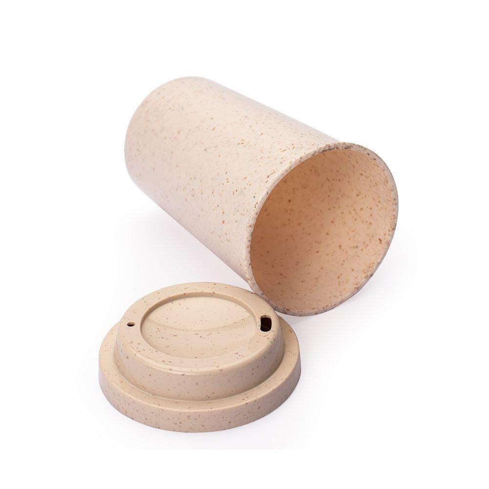 Copo fibra de arroz 350ml DR1931 na cor Bege, brinde personalizado Sky Brindes