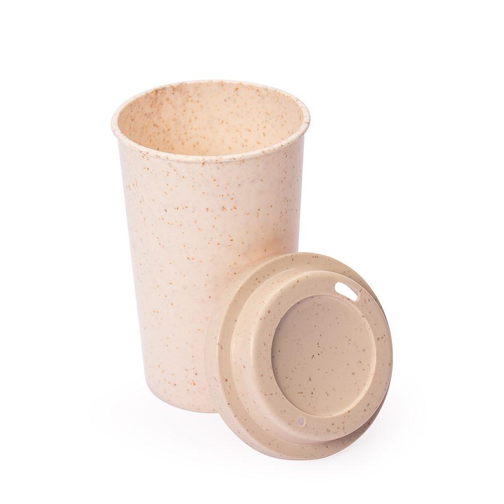 Copo fibra de arroz 350ml DR1931 na cor Bege, brinde personalizado Sky Brindes