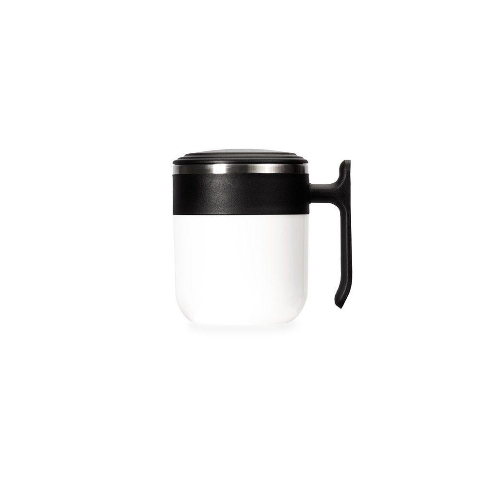Caneca inox 350ml DR1932 na cor Rosa e branco, brinde personalizado Sky Brindes