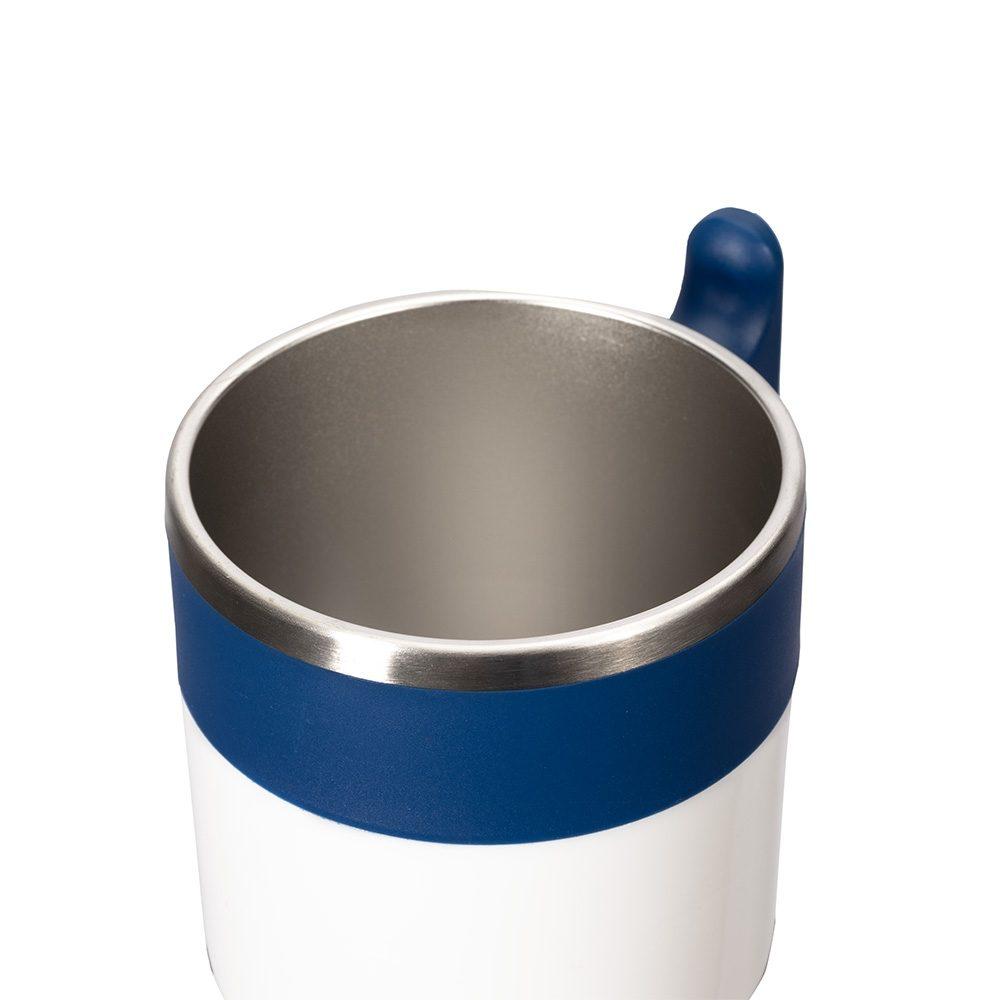 Caneca inox 350ml DR1932 na cor Rosa e branco, brinde personalizado Sky Brindes