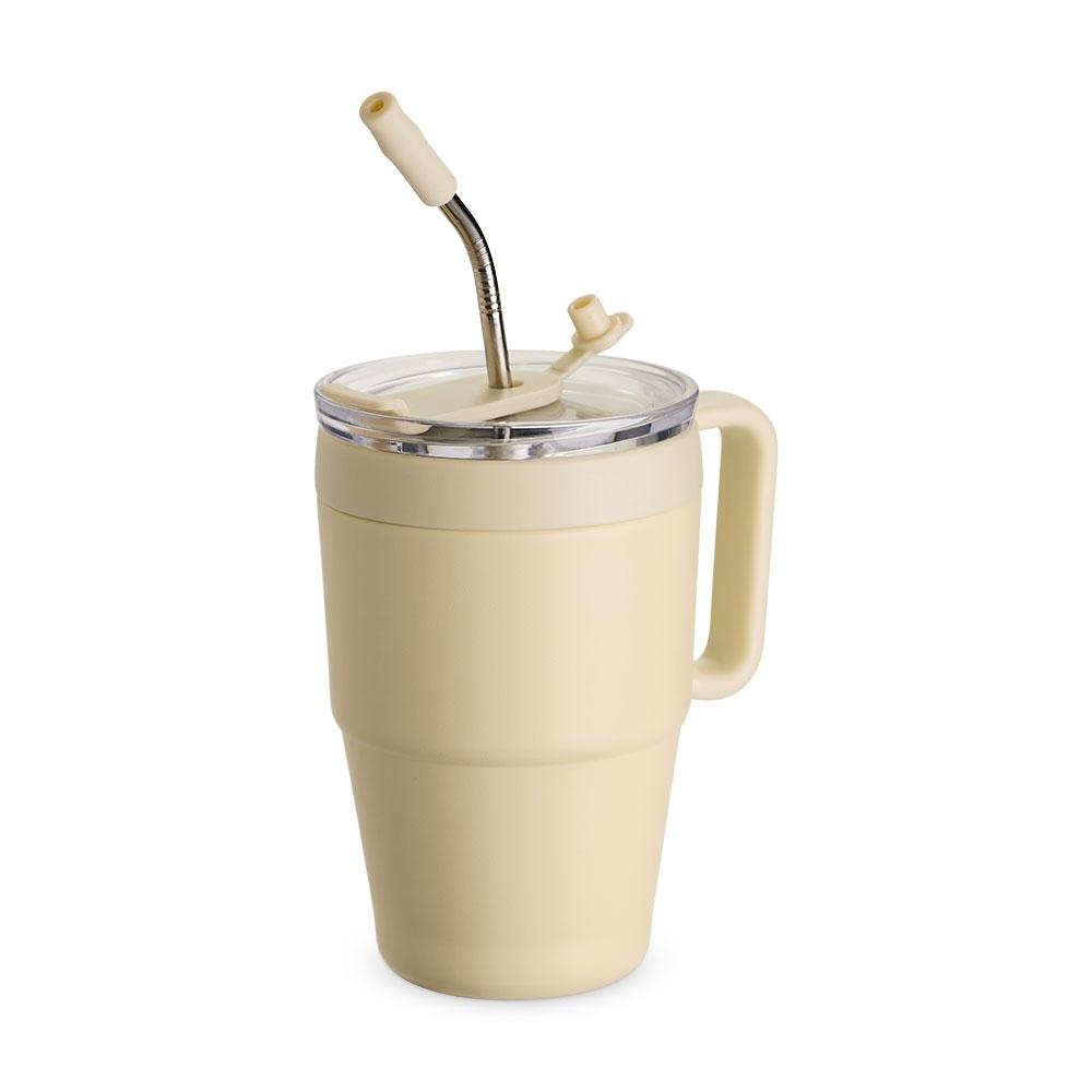 Caneca térmica 600ml DR1938 na cor Creme, brinde personalizado Sky Brindes