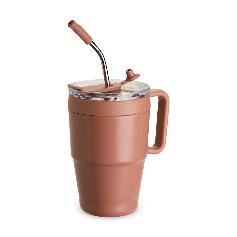 Caneca térmica 600ml DR1938 na cor Marrom, brinde personalizado Sky Brindes