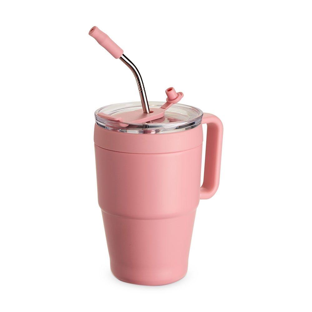 Caneca térmica 600ml DR1938 na cor Rosa, brinde personalizado Sky Brindes