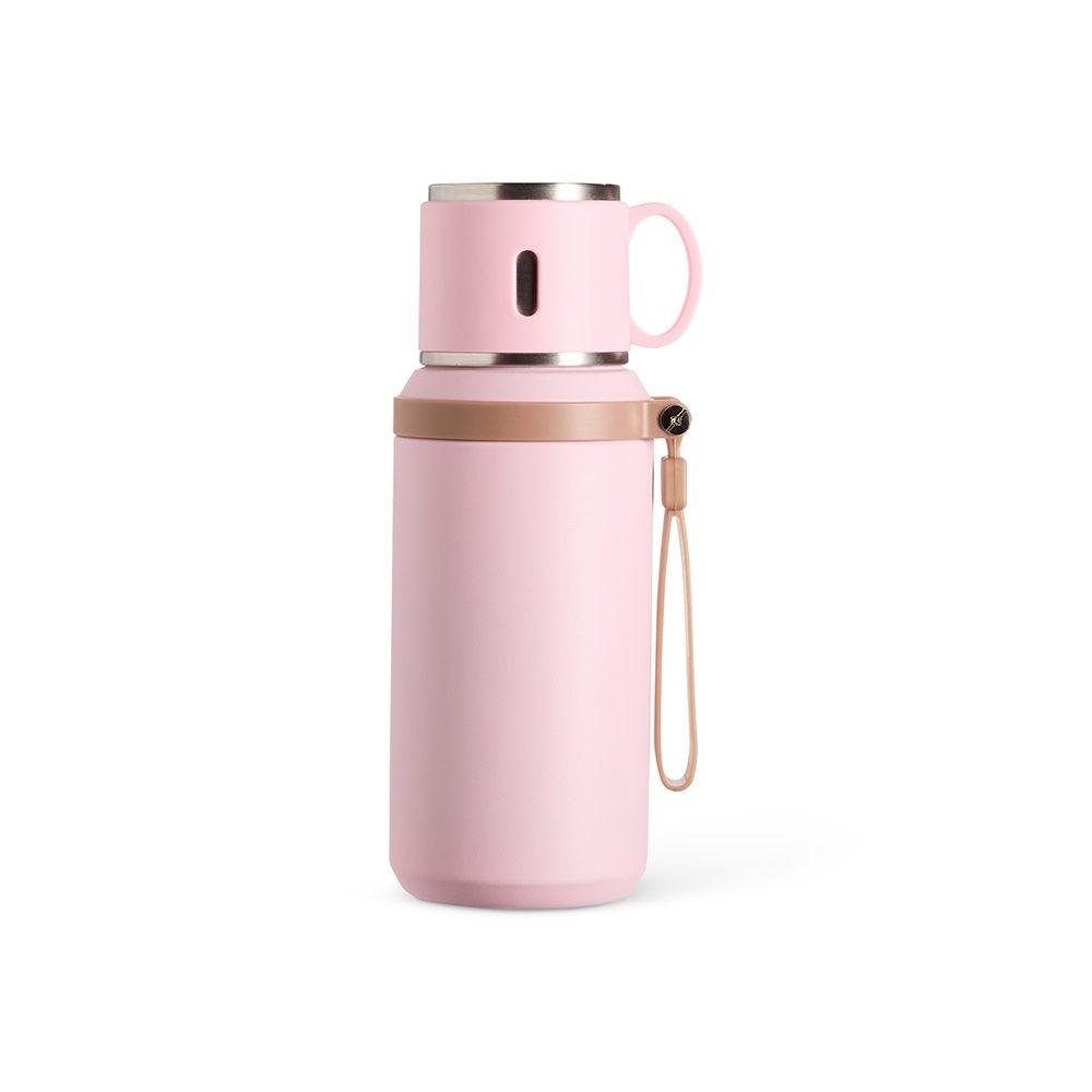 Garrafa térmica 600ml DR1939 na cor Rosa, brinde personalizado Sky Brindes