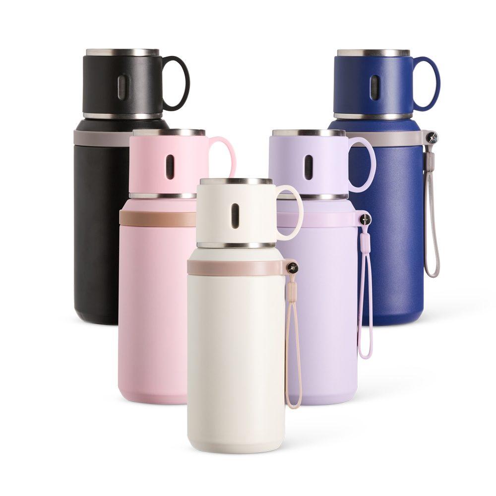 Garrafa térmica 600ml DR1939 na cor Branco, brinde personalizado Sky Brindes