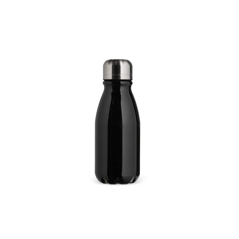 Garrafa de alumínio 400ml DR1956 na cor Preto, brinde personalizado Sky Brindes