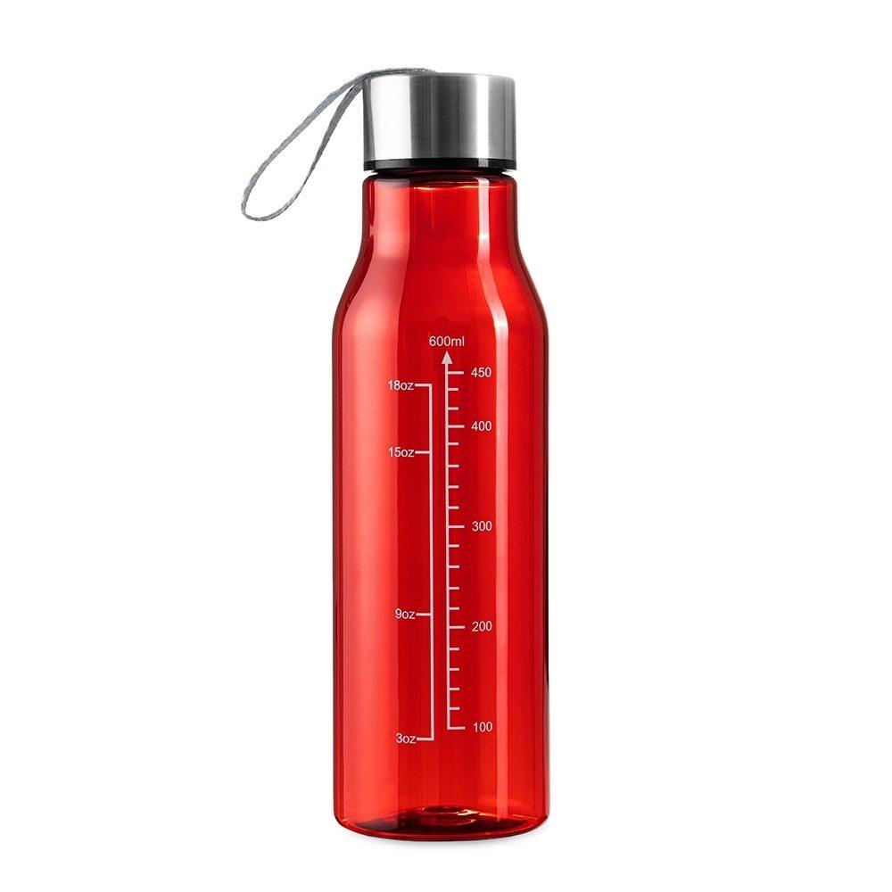 Garrafa plástica 615ml DR1969 na cor Vermelho e inox, brinde personalizado Sky Brindes