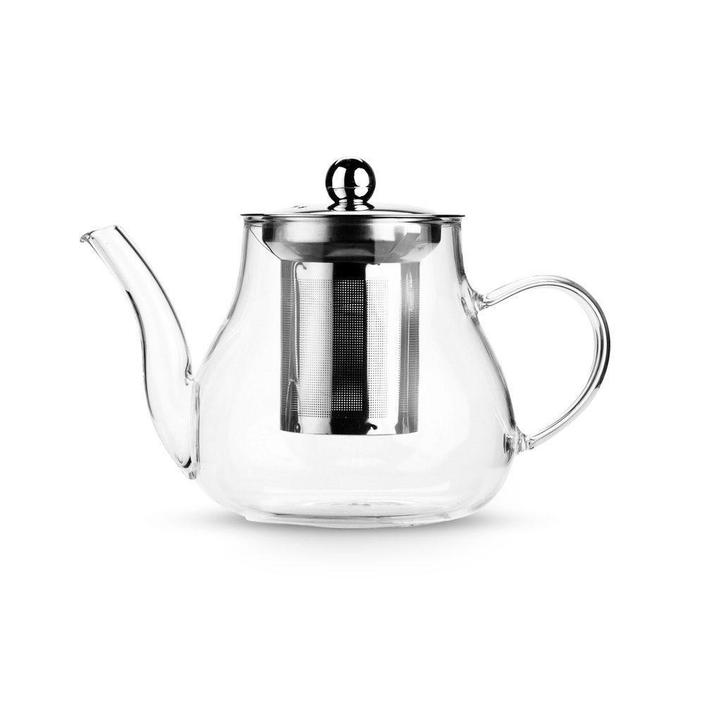 Chaleira vidro borossilicato 600ml DR1974 na cor Transparente, brinde personalizado Sky Brindes