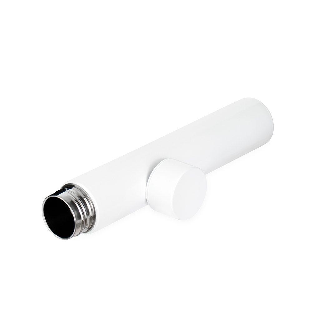 Garrafa inox 250ml DR1980 na cor Branco, brinde personalizado Sky Brindes