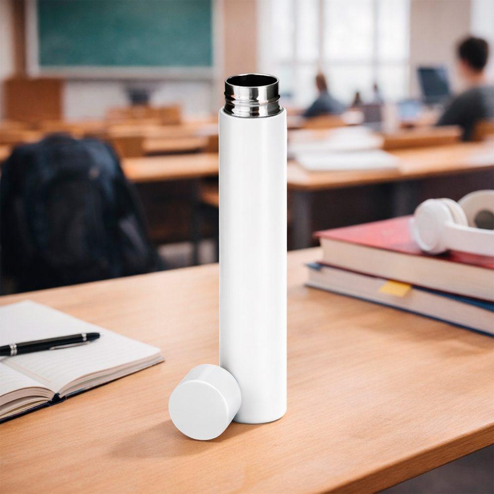 Garrafa inox 250ml DR1980 na cor Branco, brinde personalizado Sky Brindes