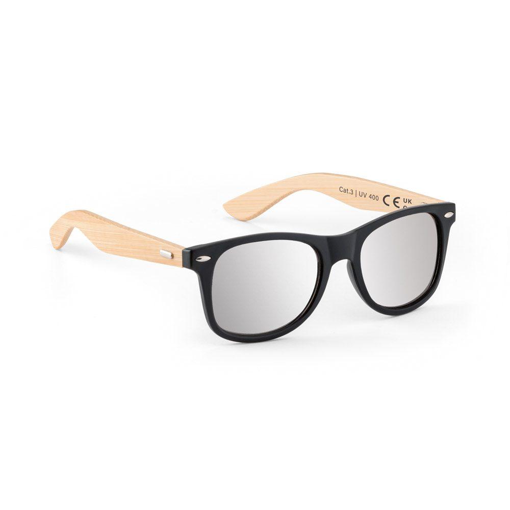 Óculos de sol em PP e bambu DV1274 na cor Preto, brinde personalizado Sky Brindes