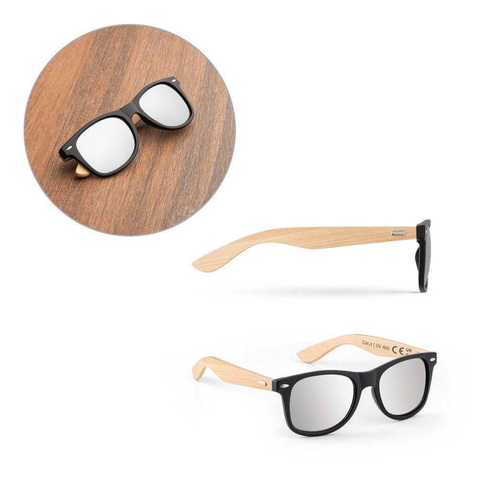 Óculos de sol em PP e bambu DV1274 na cor Preto, brinde personalizado Sky Brindes