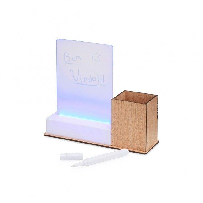 Organizador de Mesa com Led DV1280 na cor Natural, brinde personalizado Sky Brindes