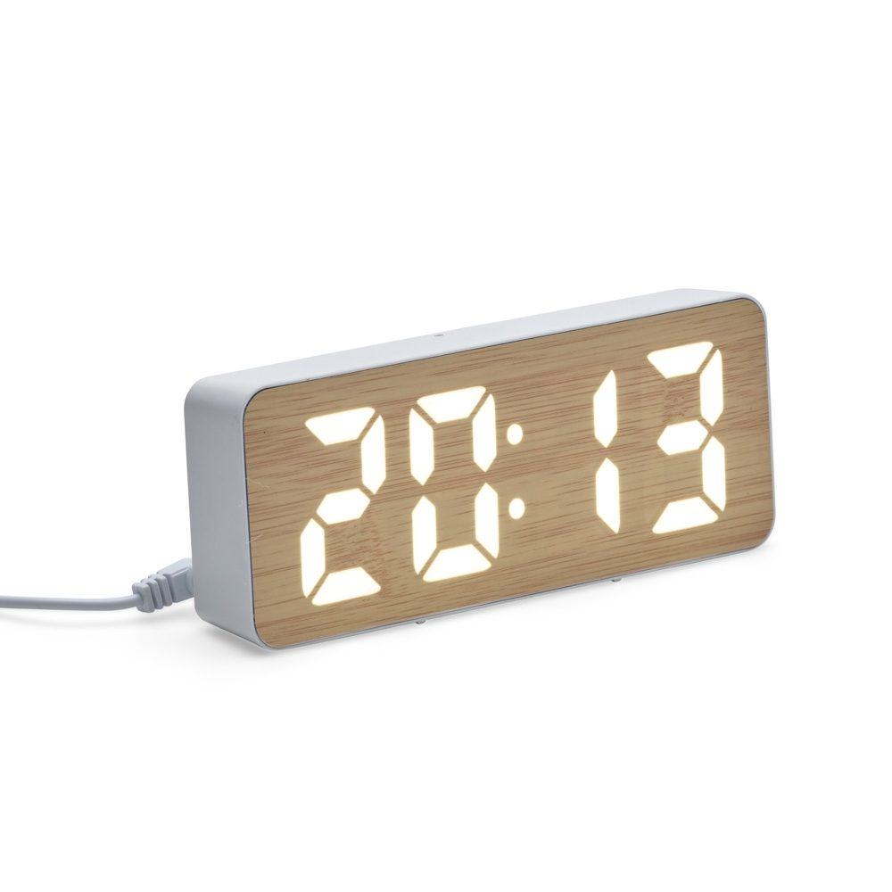 Relógio Despertador Plástico DV1281 na cor Branco, brinde personalizado Sky Brindes