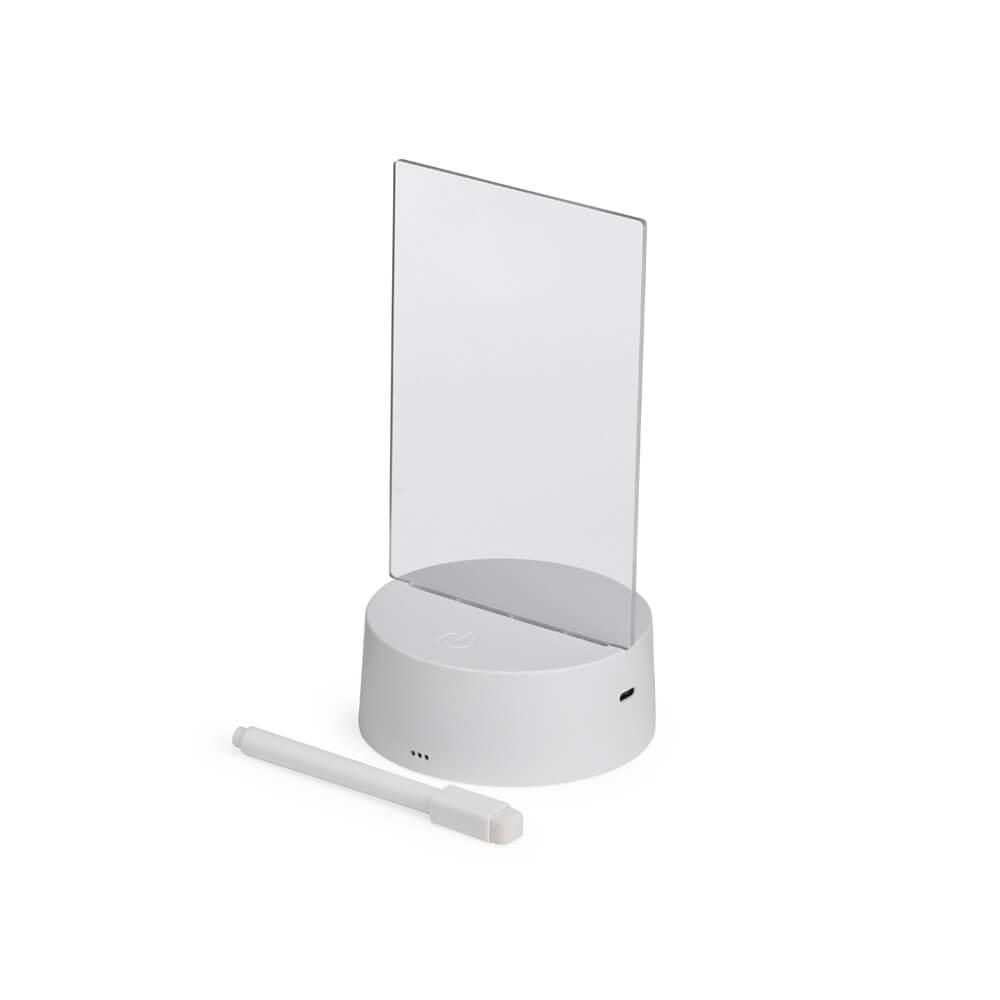 Luminária Led de Mesa 3D DV1290 na cor Branco, brinde personalizado Sky Brindes