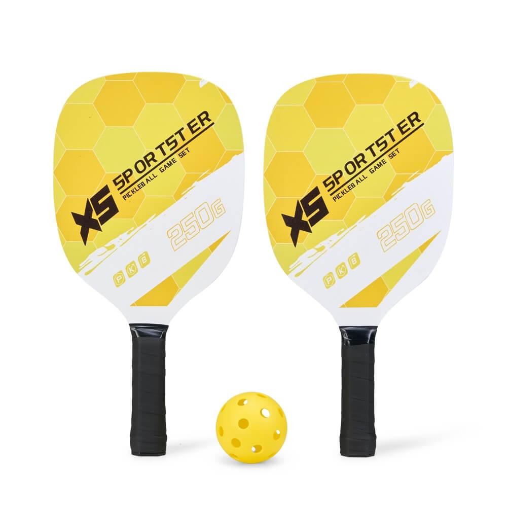 Kit Pickleball 3 Peças DV1308 na cor Amarelo, brinde personalizado Sky Brindes